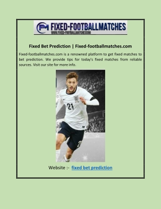 Fixed Bet Prediction | Fixed-footballmatches.com