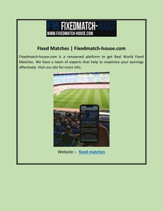 Fixed Matches | Fixedmatch-house.com