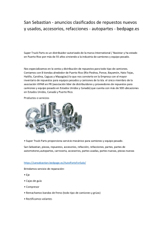 San Sebastian - anuncios clasificados de repuestos nuevos y usados, accesorios, refacciones - autopartes - bedpage.es-co