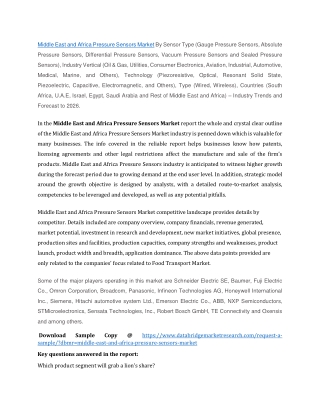 Middle East and Africa Pressure Sensors Market