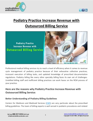 Podiatry Practice Increase Revenue with Outsourced Billing Service