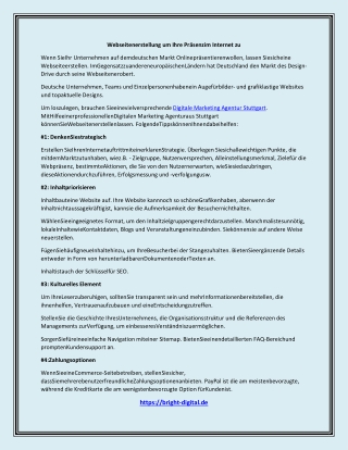 Webseitenerstellung um Ihre Präsenzim Internet zu
