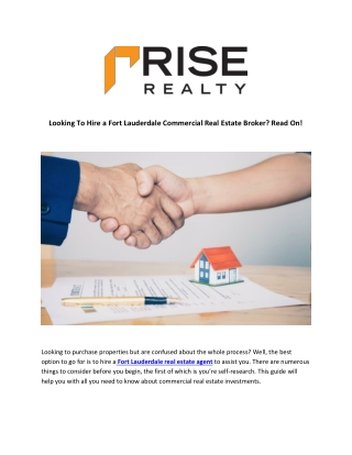 Looking To Hire a Fort Lauderdale Commercial Real Estate Broker? Read On!