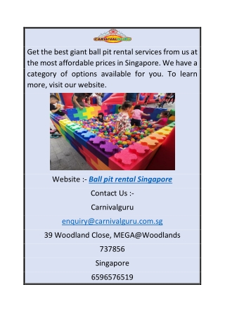 Ball Pit Rental Singapore  Carnivalguru.com.sg