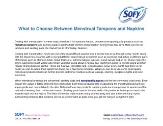 What to Choose Between Menstrual Tampons and Napkins