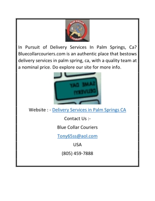 Delivery Services In Palm Springs Ca | Bluecollarcouriers.com