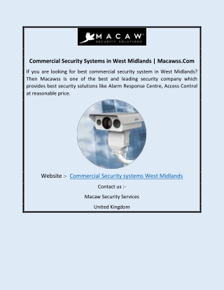 Commercial Security Systems in West Midlands | Macawss.Com