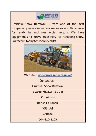 Vancouver Snow Removal for Residential and Commercial Sector