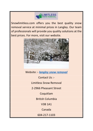 Langley Snow Removal  Snowlimitless.com