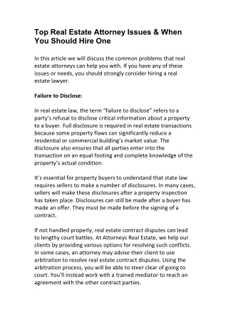 Top Real Estate Attorney Issues & When You Should Hire One