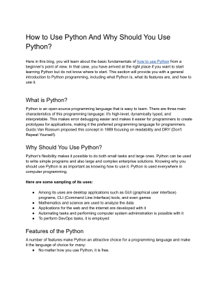 How to Use Python And Why Should You Use Python