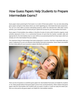 How Guess Papers Help Students to Prepare Intermediate Exams
