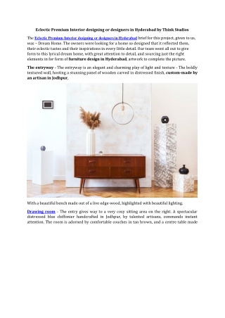 Eclectic Premium Interior designing or designers in Hyderabad by Think Studios