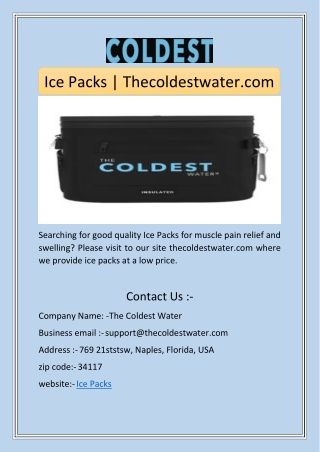 Ice Packs | Thecoldestwater.com