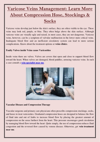Varicose Veins Management Learn More About Compression Hose, Stockings & Socks