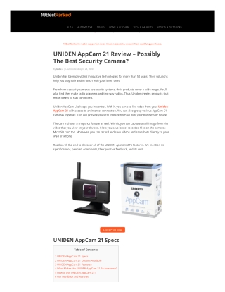 Uniden Security Camera Reviews The Best Security Camera