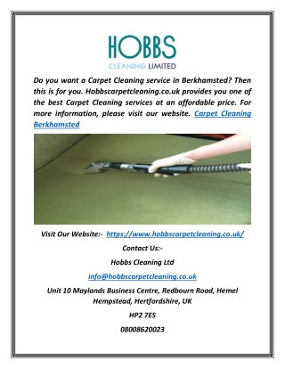 Carpet Cleaning Berkhamsted | Hobbscarpetcleaning.co.uk