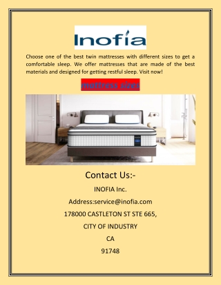 Mattress Sizes | Inofia.Com