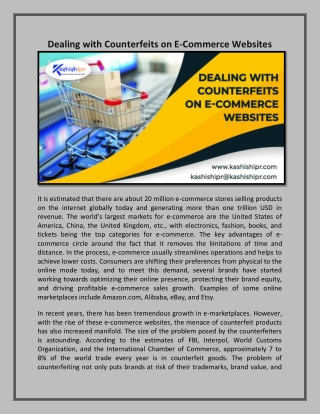 Dealing with Counterfeits on E-Commerce Websites