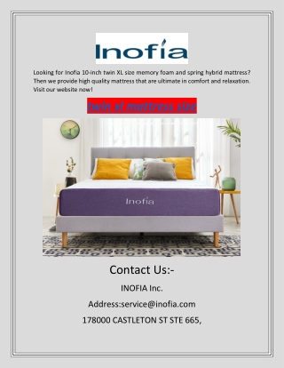 Twin Xl Mattress Size | Inofia.Com