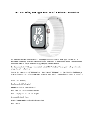 2021 Best Selling HT66 Apple Smart Watch in Pakistan