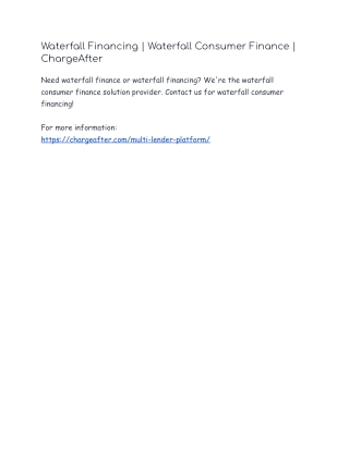 Waterfall Financing | Waterfall Consumer Finance | ChargeAfter