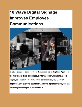 18 Ways Digital Signage Improves Employee Communications