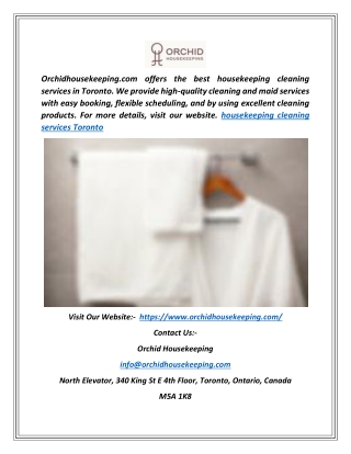 Housekeeping Cleaning Services Toronto | Orchidhousekeeping.com