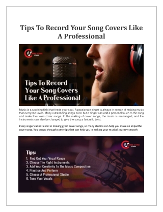 Tips To Record Your Song Covers Like A Professional