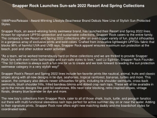 Snapper Rock Launches Sun-safe 2022 Resort And Spring Collections