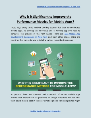 Why is it Significant to Improve the Performance Metrics for Mobile Apps
