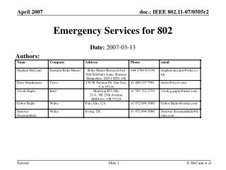 Emergency Services for 802