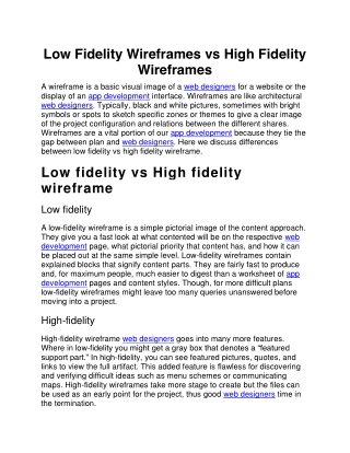 Low Fidelity Wireframes vs High Fidelity Wireframes
