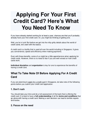 Applying For Your First Credit Card