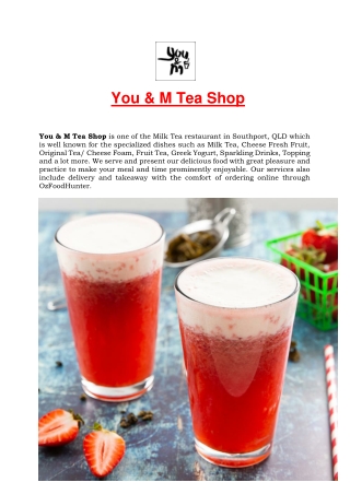 5% Off - You & M Tea Shop Restaurant Menu Southport, QLD