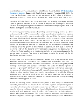 UV Disinfection Equipment Market