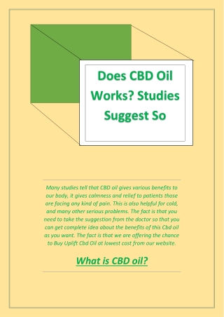 Does CBD Oil Works Studies Suggest So