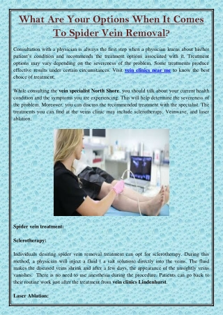What Are Your Options When It Comes To Spider Vein Removal