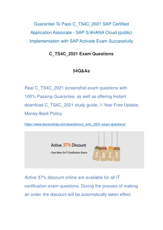 Real C_TS4C_2021 Exam Questions ITExamShop 2021-7-30