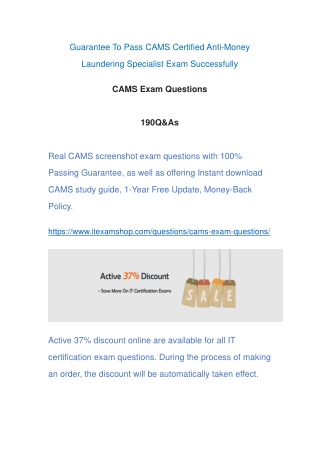 Real CAMS Exam Questions ITExamShop 2021-7-30