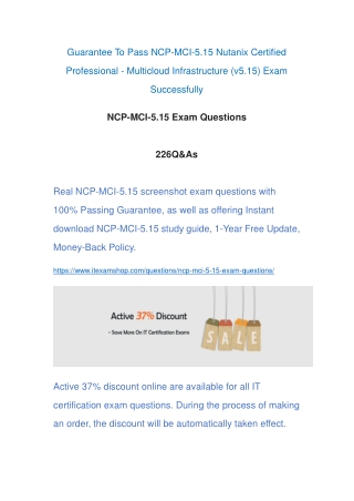 Real NCP-MCI-5.15 Exam Questions ITExamShop 2021-7-30