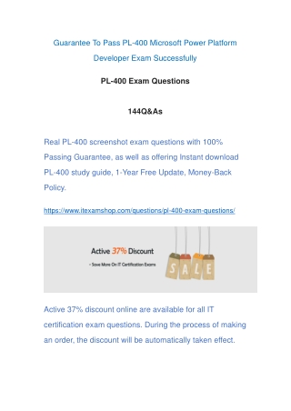 Real PL-400 Exam Questions ITExamShop 2021-7-30