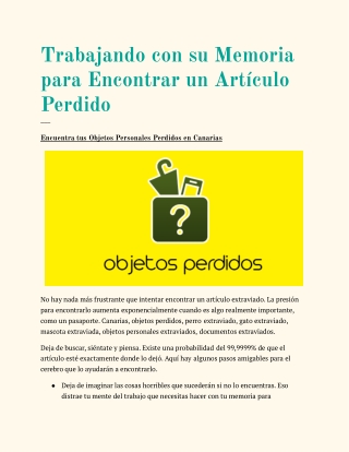 Encuentra tus Objetos Personales Perdidos en Canarias