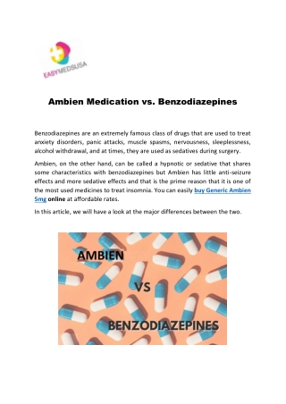 Ambien Medication vs. Benzodiazepines