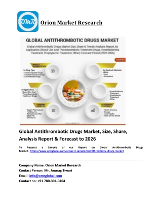 Global Antithrombotic Drugs Market Trends, Size, Competitive Analysis and Foreca
