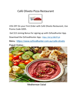 5% Off - Cafe Oliveto Pizza restaurant Menu Cairnlea, VIC