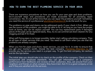 How To Earn The Best Plumbing Service In
