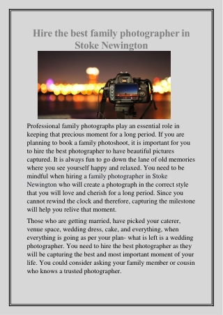 Hire the best family photographer in Stoke Newington