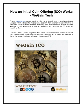 How an Initial Coin Offering (ICO) Works - WeGain Tech