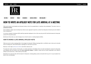 Composing an Apology note for arriving late at meeting